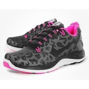 Nike Women's Lunarglide 5 Shield Running Shoes Black Pink